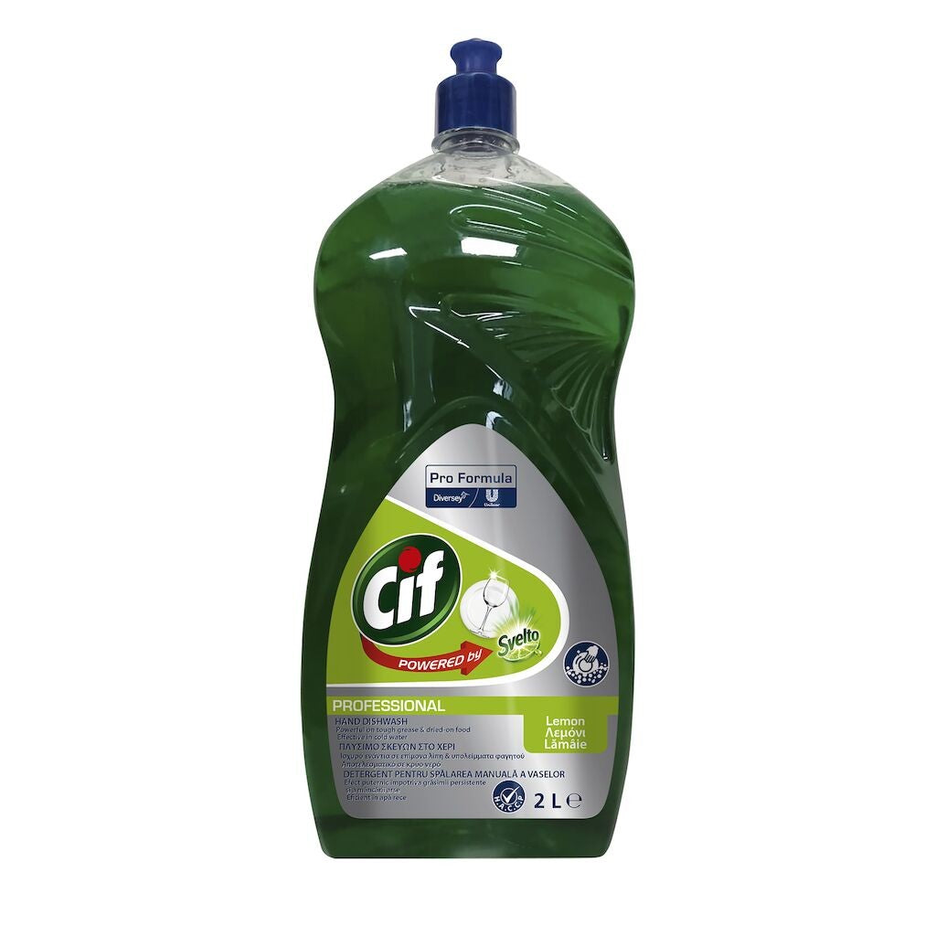 Pachet CIF Professional Lemon – Detergent Universal pentru Spalarea Manuala a Vaselor, Parfum de Lamaie, 6x2 L