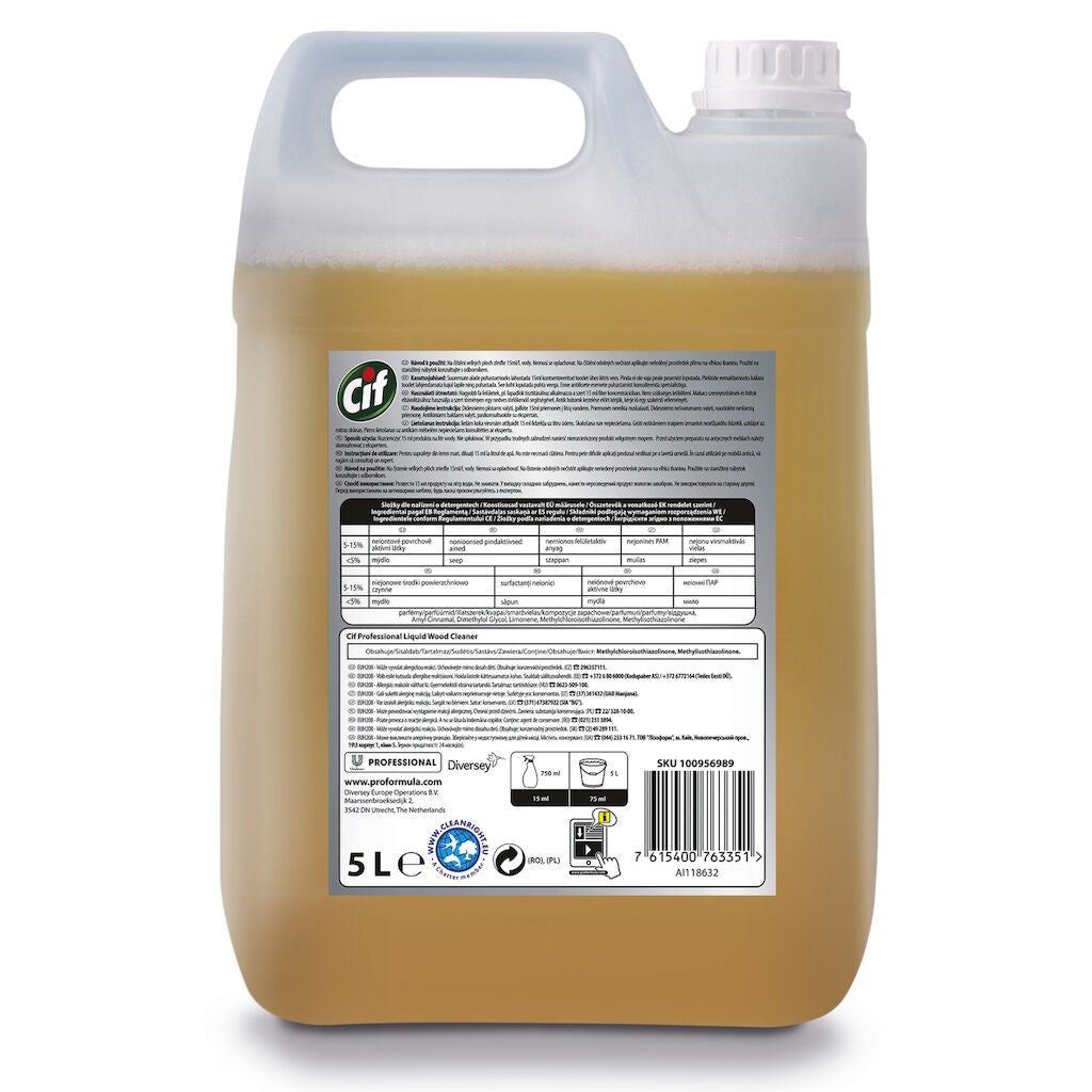 Pachet CIF Professional Wood Floor Cleaner – Detergent pentru Pardoseli din Lemn 2×5 L