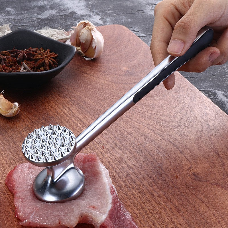 Ciocan pentru snitele si carne din aliaj de zinc, maner antialunecare, doua capete, 22 cm, argintiu