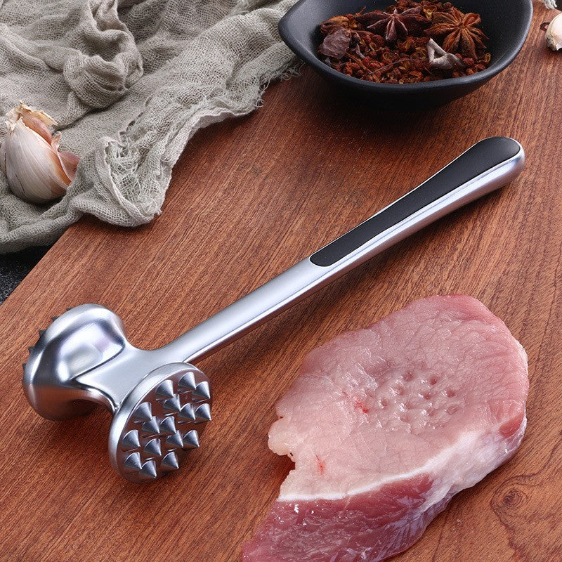Ciocan pentru snitele si carne din aliaj de zinc, maner antialunecare, doua capete, 22 cm, argintiu