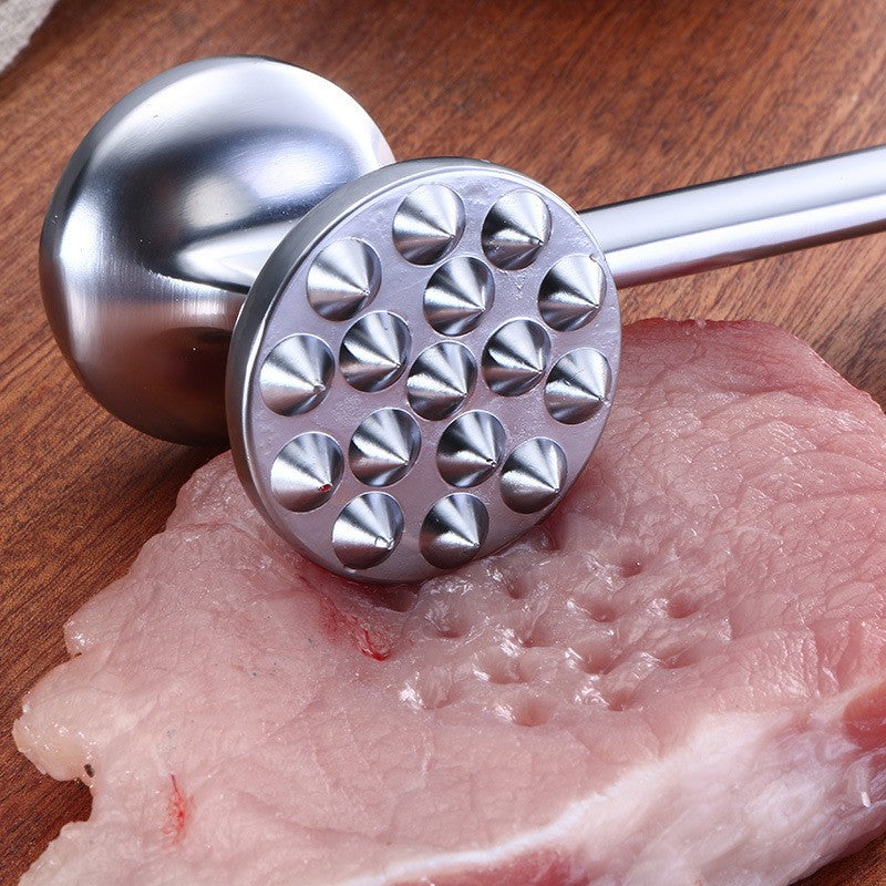 Ciocan pentru snitele si carne din aliaj de zinc, maner antialunecare, doua capete, 22 cm, argintiu
