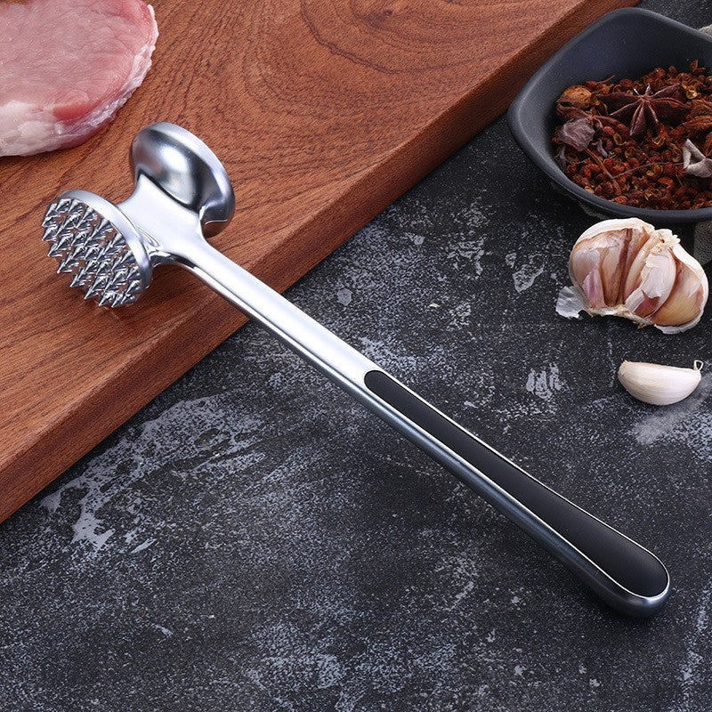 Ciocan pentru snitele si carne din aliaj de zinc, maner antialunecare, doua capete, 22 cm, argintiu