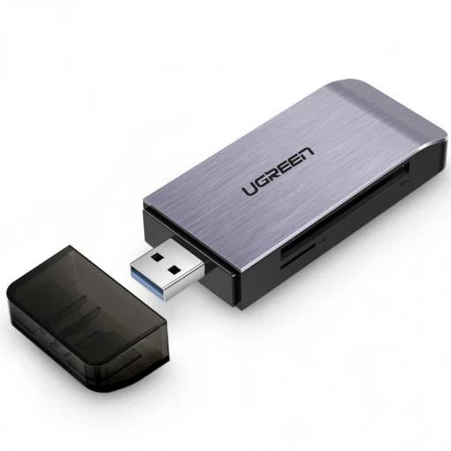 CARD READER extern Ugreen, "CM180" interfata USB 3.0, citeste/scrie: TF/SD/MS/CF 3.0 viteza pana la 100Mbps, suporta carduri maxim 2 TB, plastic, gri "50541" - 6957303855414