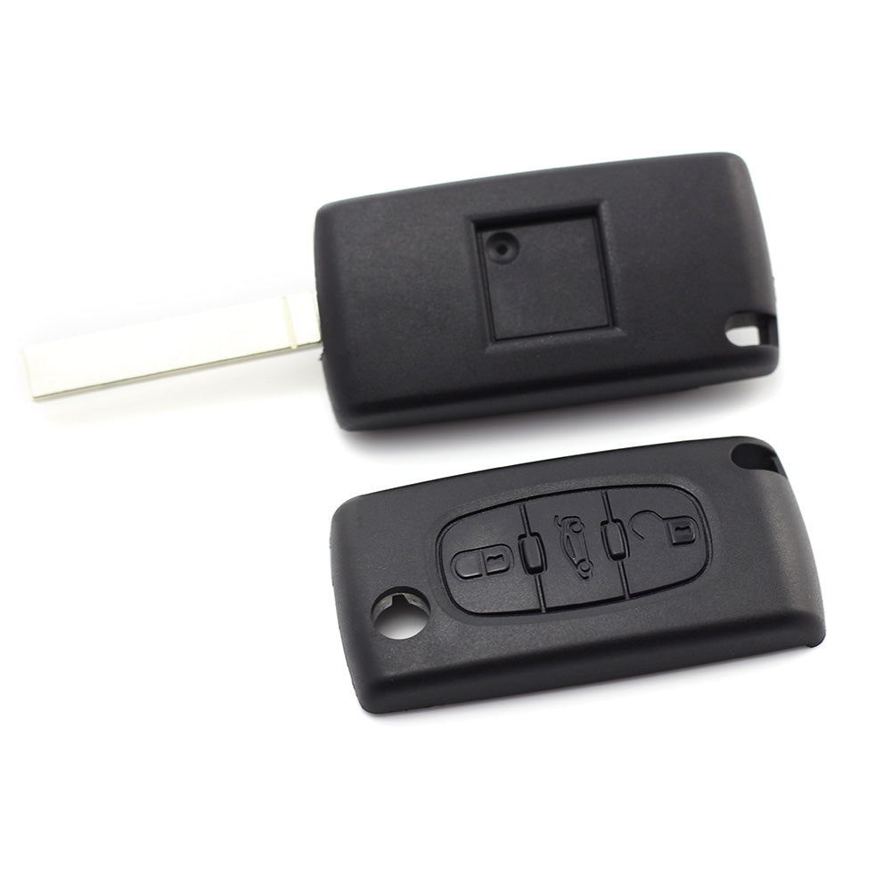 Citroen / Peugeot 307 - Carcasa tip cheie briceag 3 butoane, lama VA2-SH3, cu suport baterie, buton portbagaj