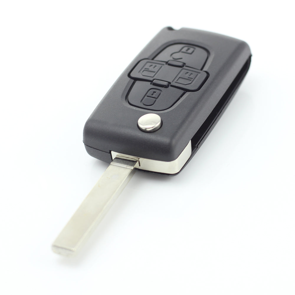 Citroen / Peugeot - Carcasa tip cheie briceag cu 4 butoane si suport baterie, lama tip VA2-SH4