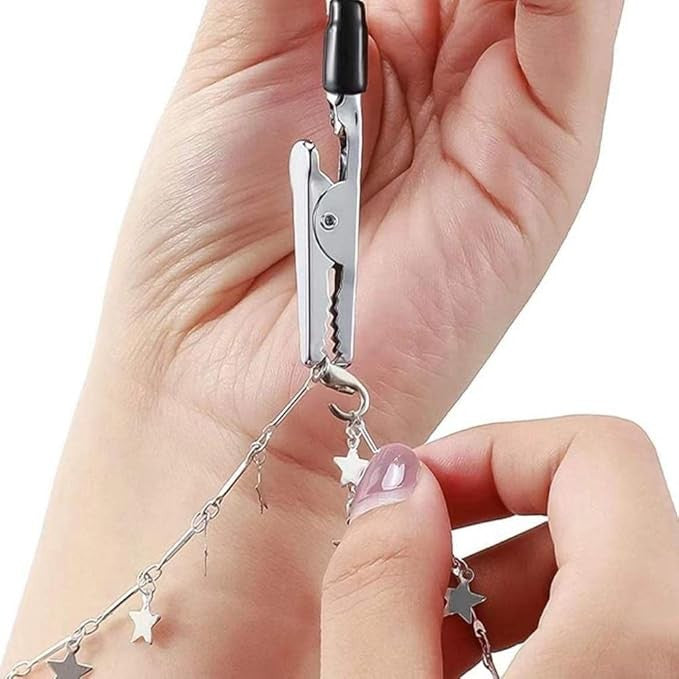 Clema mini pentru fixarea bijuteriilor, Flippy, din Metal, Ajutor pentru Bratari, Incuietori, Fermoare, Ajustare, Clema pentru Gura, 15.5 cm, Argintiu