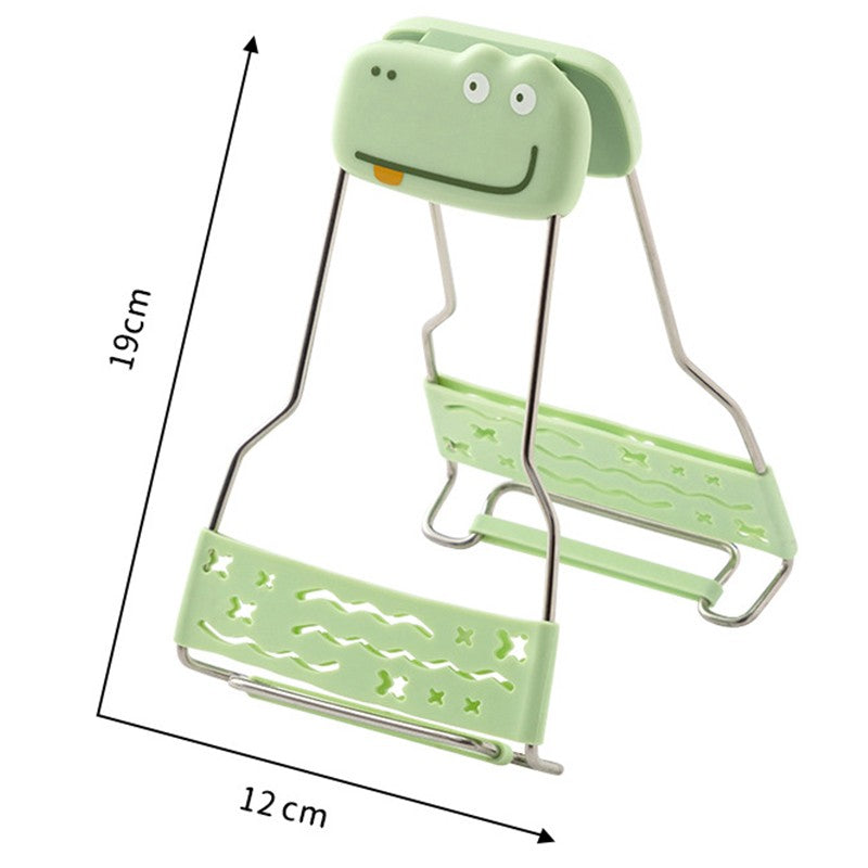 Clema pentru Boluri Creativa, Anti-Alunecare, din Silicon, de Uz Casnic, Rezistent la Temperaturi Inalte, Model Animat, 19x12 cm, Verde