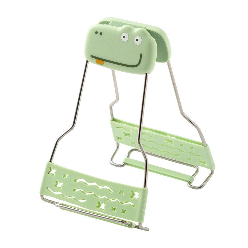 Clema pentru Boluri Creativa, Anti-Alunecare, din Silicon, de Uz Casnic, Rezistent la Temperaturi Inalte, Model Animat, 19x12 cm, Verde
