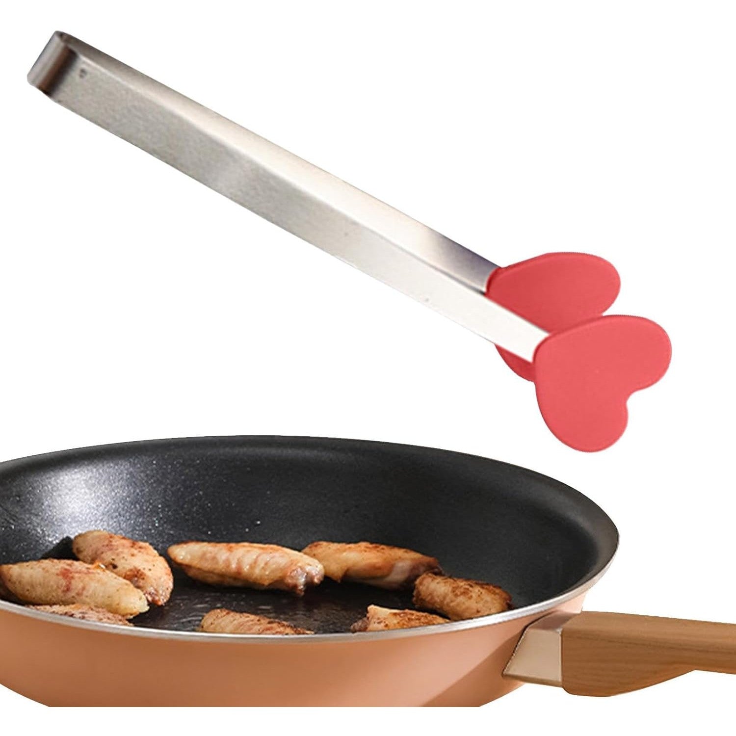 Cleste Creativ pentru Mancare, Model Inimioare din Silicon, 14.5x3 cm, Rezistent la Temperaturi Inalte si Coroziune, Rosu