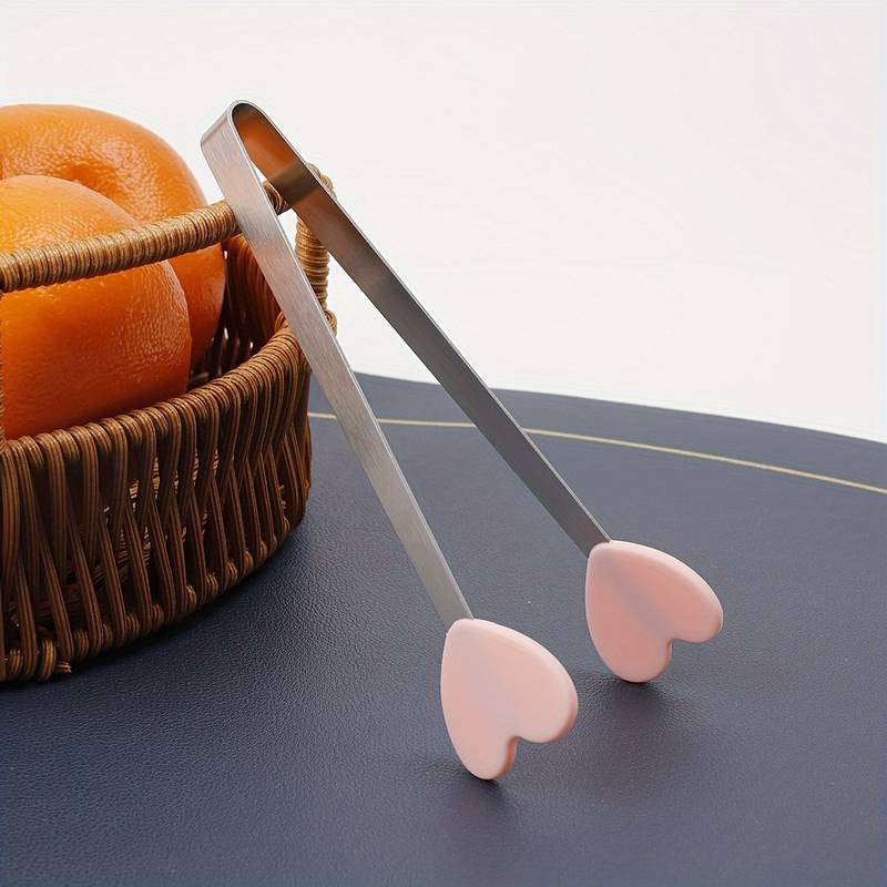 Cleste Creativ pentru Mancare, Model Inimioare din Silicon, 14.5x3 cm, Rezistent la Temperaturi Inalte si Coroziune, Roz