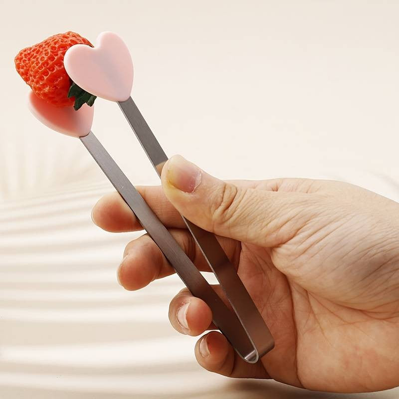 Cleste Creativ pentru Mancare, Model Inimioare din Silicon, 14.5x3 cm, Rezistent la Temperaturi Inalte si Coroziune, Roz