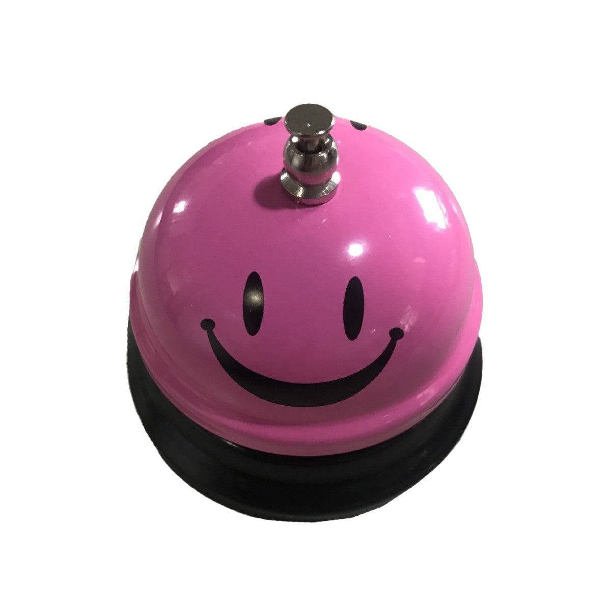 Clopotel Metalic Multifunctional, Roz cu Imprimeu SMILEY FACE, 7.5 x 7.5 x 6.5 cm, Dresaj, Receptie, Restaurante