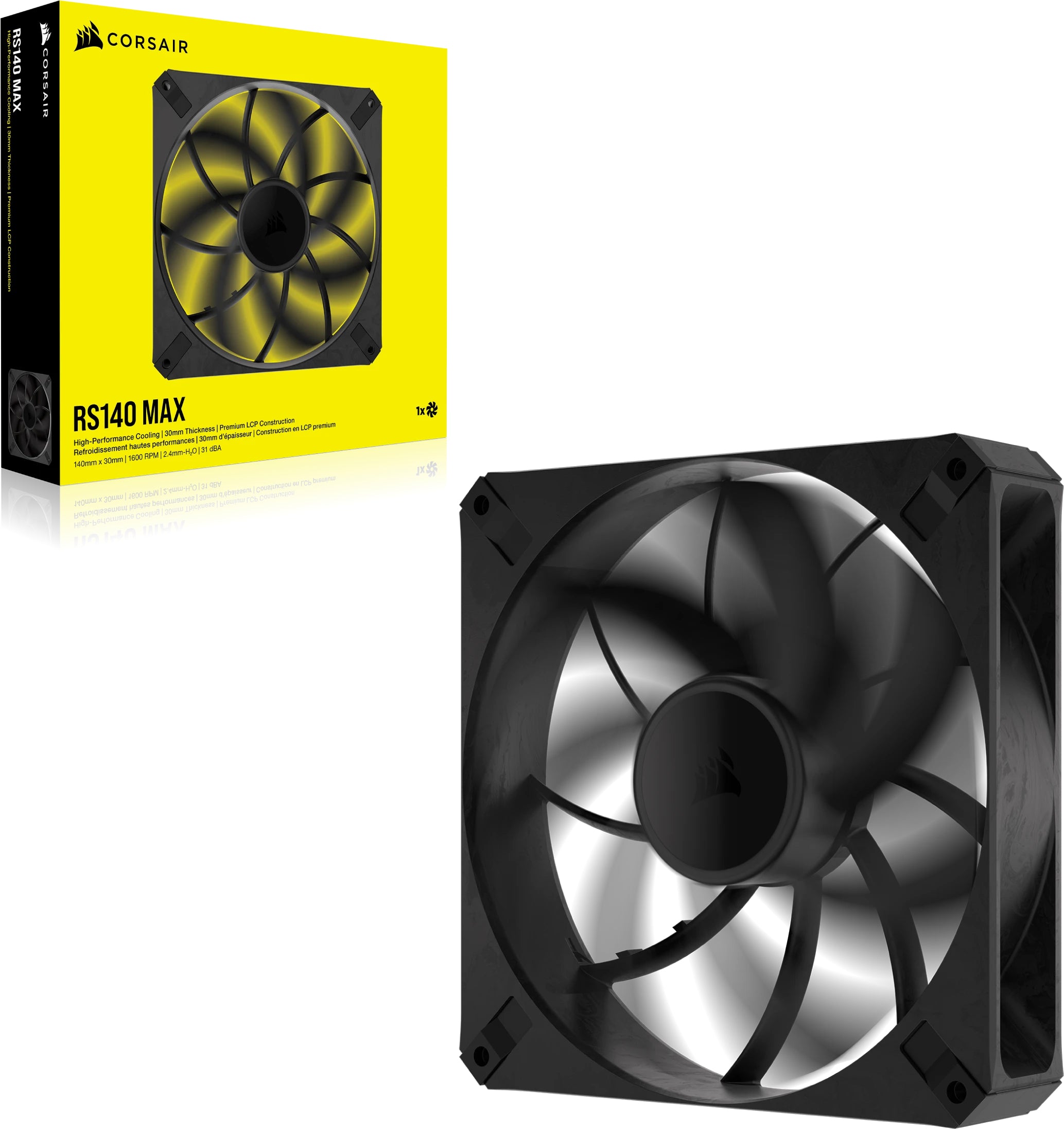 Ventilator Corsair RS140 MAX 140mm PWM, 1600 RPM, Negru "CO-9050174-WW"