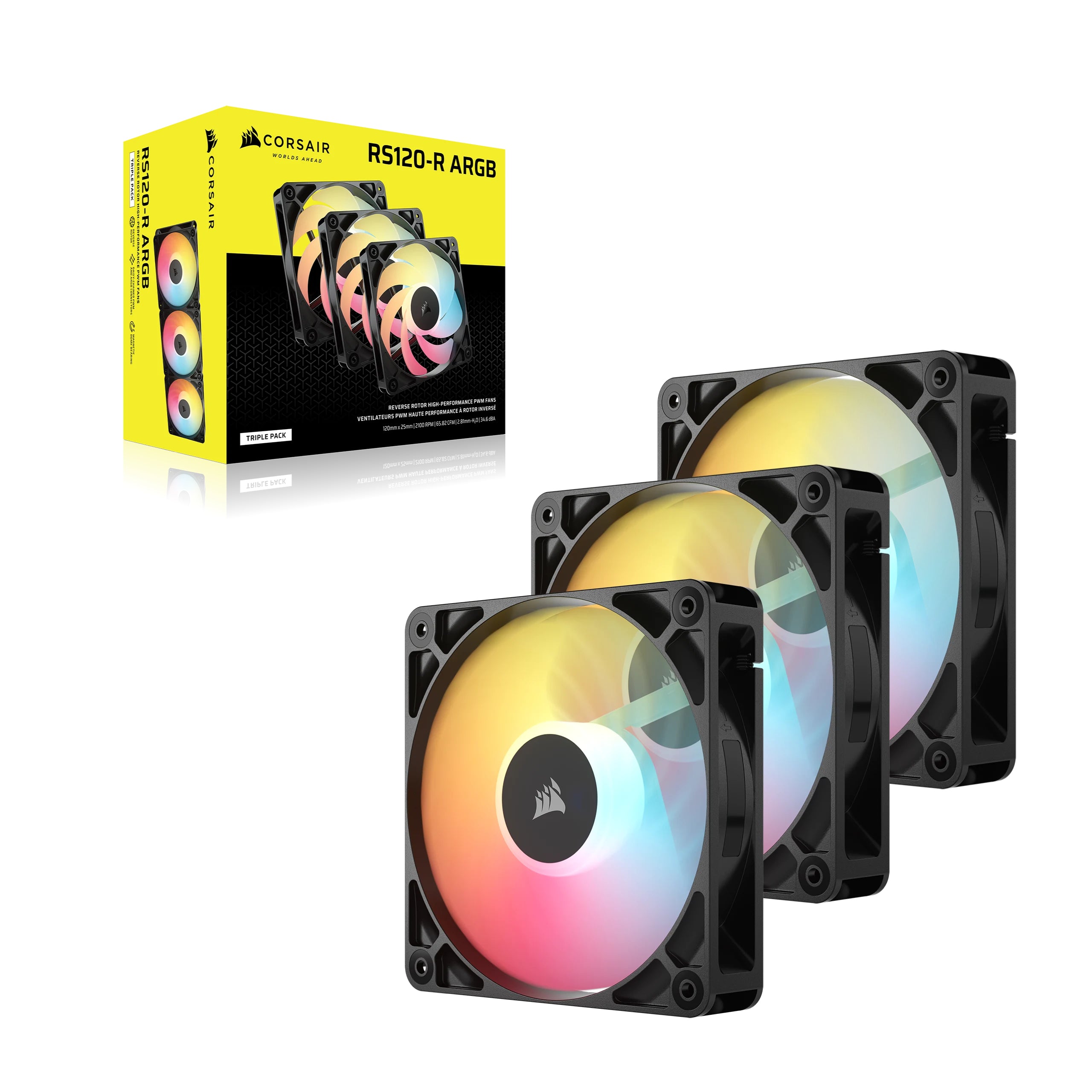 Ventilator Corsair RS Series RS120 Reverse ARGB, 3x 120mm, Negru "CO-9050196-WW"