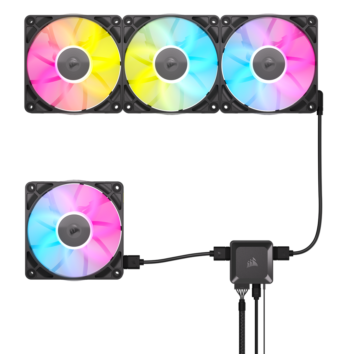 VENTILATOR Corsair iCUE LINK RX120 1x120mm RGB NEGRU, 0.400-2100 RPM +/- 10%, 10.5-74.2 CFM, Presiune Statica: 0.12-4.38