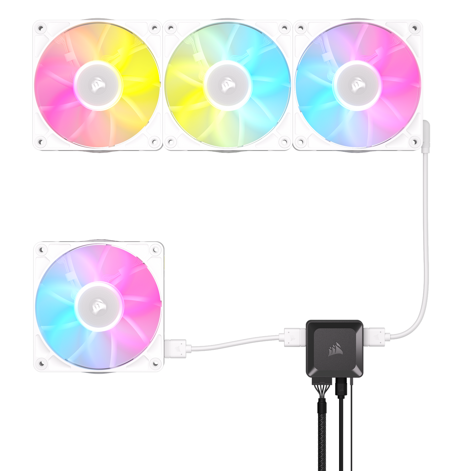 VENTILATOR Corsair iCUE LINK RX120 RGB ALB, viteza 0.400-2100 RPM +/- 10%, 10.5-74.2 CFM, Presiune Statica: 0.12-4.38 mm-H2O, 10-36dBA, Prindere magnetica, Lungime cablu 135mm "CO-9051021-WW"
