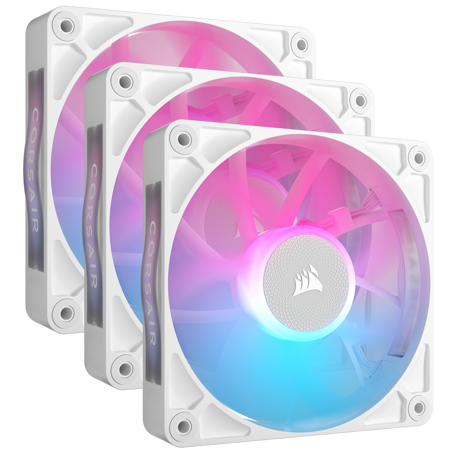 VENTILATOR Corsair iCUE LINK RX120 3x120mm RGB ALB, 0.400-2100 RPM +/- 10%, 10.5-74.2 CFM, Presiune Statica: 0.12-4.38 mm-H2O, 10-36dBA, Prindere magnetica, Lungime cablu 135mm, 600mm "CO-9051022-WW"