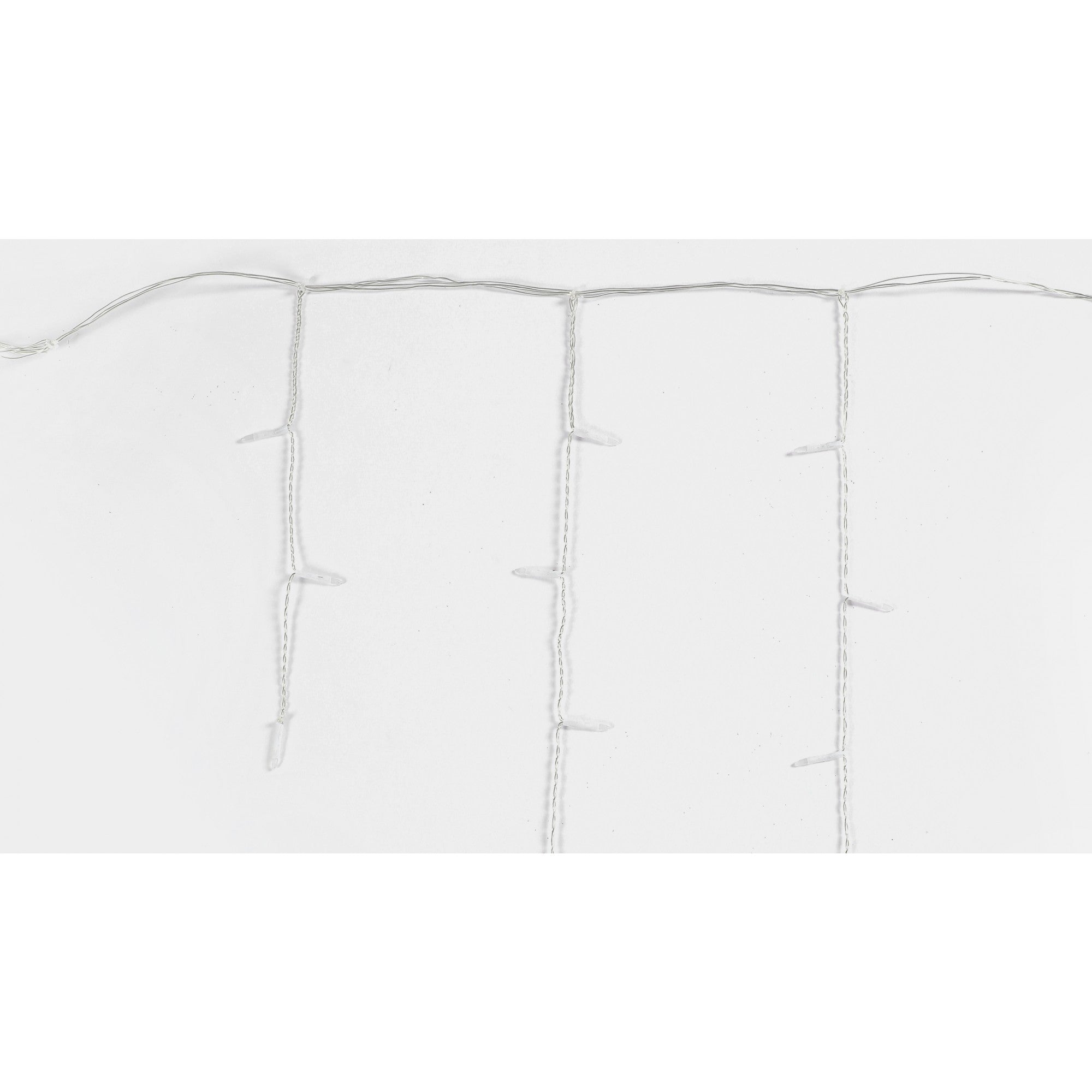 Componenta Instalatie de Craciun ® Tip Franjuri, 8 jocuri de lumini Sectiune 5 m, 143 LED-uri, Interconectabila, Fir Transparent, Alb Rece, Nu contine Transformator!