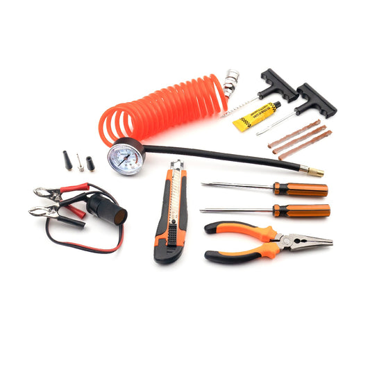 Compresor auto Carguard Heavy-Duty dublu cilindru – 50 L/min – 150 PSI – LED + kit reparație anvelope