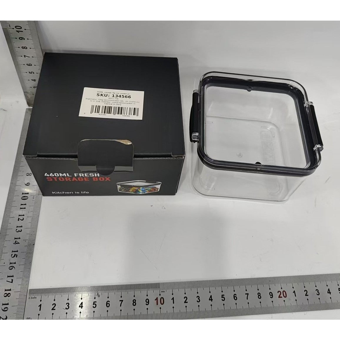 Recipient din Plastic, pentru Alimente/Obiecte, Inchidere Ermetica, 10.2 x 6.6 cm, 460 ml, Transparent