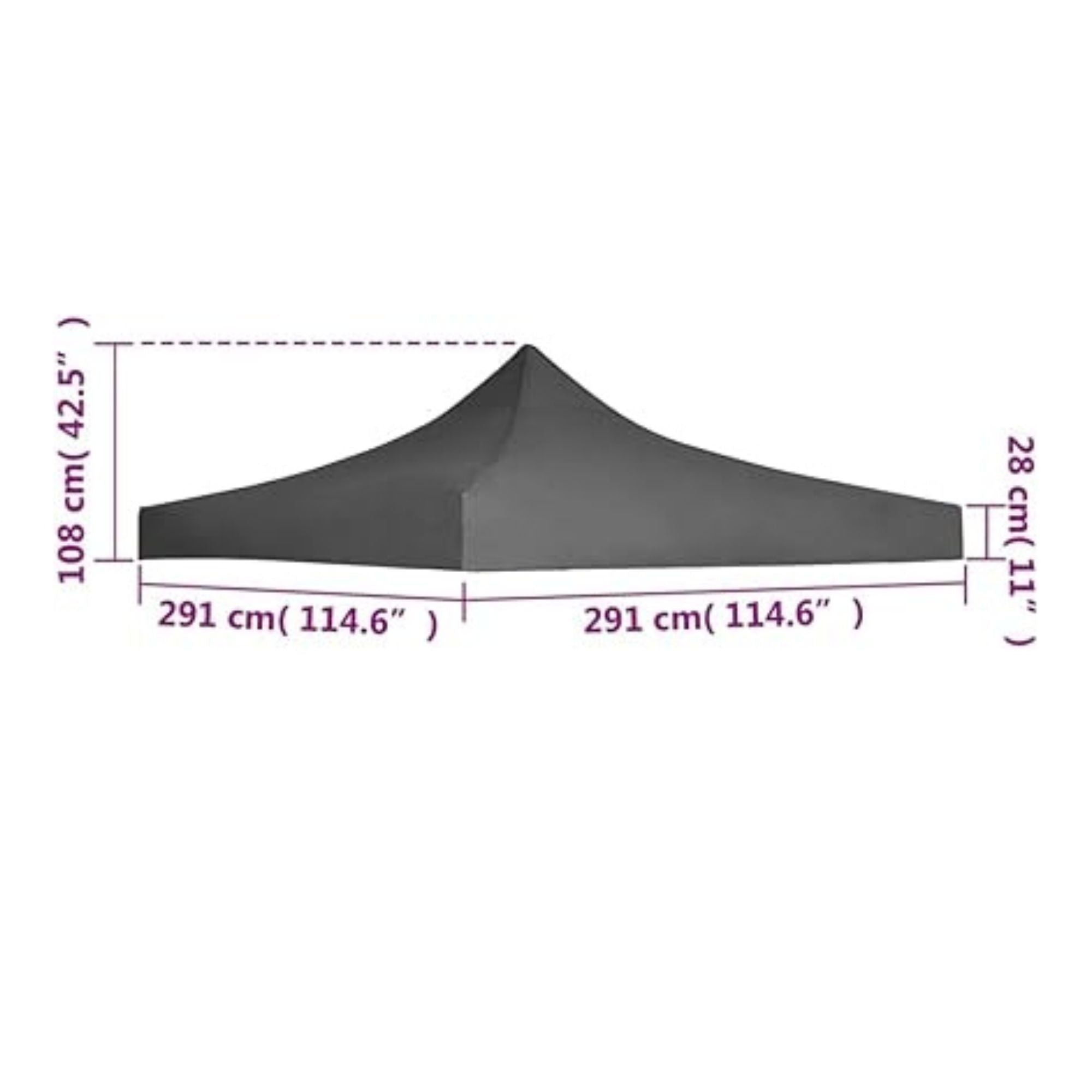 Copertina pentru Pavilion, Acoperis Cort, Pliabil, Copertina Rezistenta 420D, 185 g/m2, Protectie Ideala la Soare si Ploaie, 2.9 x 2.9 m, Gri