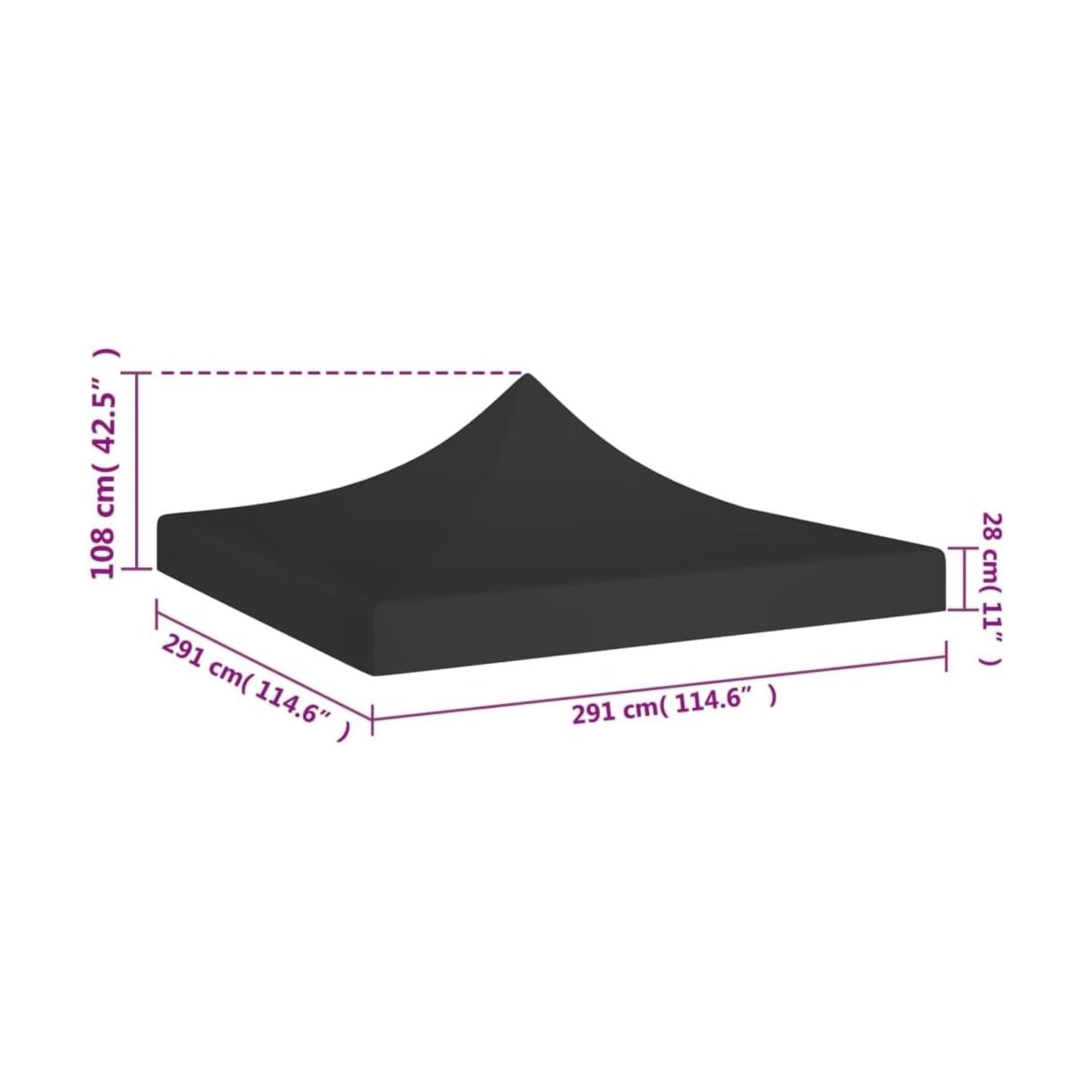 Copertina pentru Pavilion, Acoperis Cort, Pliabil, Copertina Rezistenta 420D, 185 g/m2, Protectie Ideala la Soare si Ploaie, 2.9 x 2.9 m, Negru