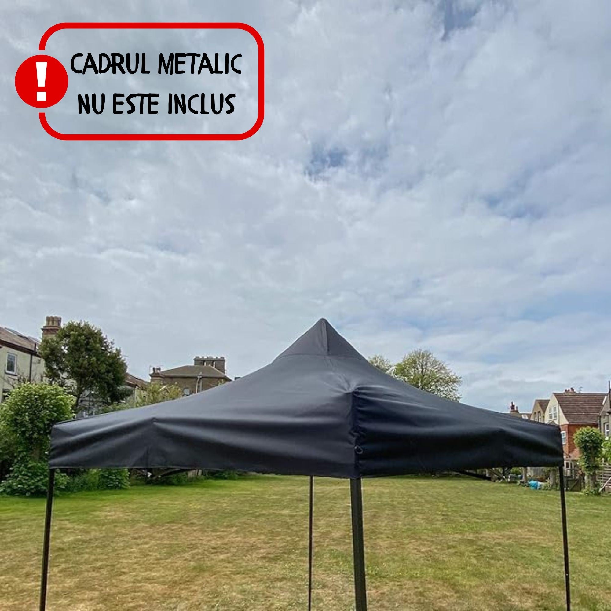 Copertina pentru Pavilion, Acoperis Cort, Pliabil, Copertina Rezistenta 420D, 185 g/m2, Protectie Ideala la Soare si Ploaie, 2.9 x 2.9 m, Negru