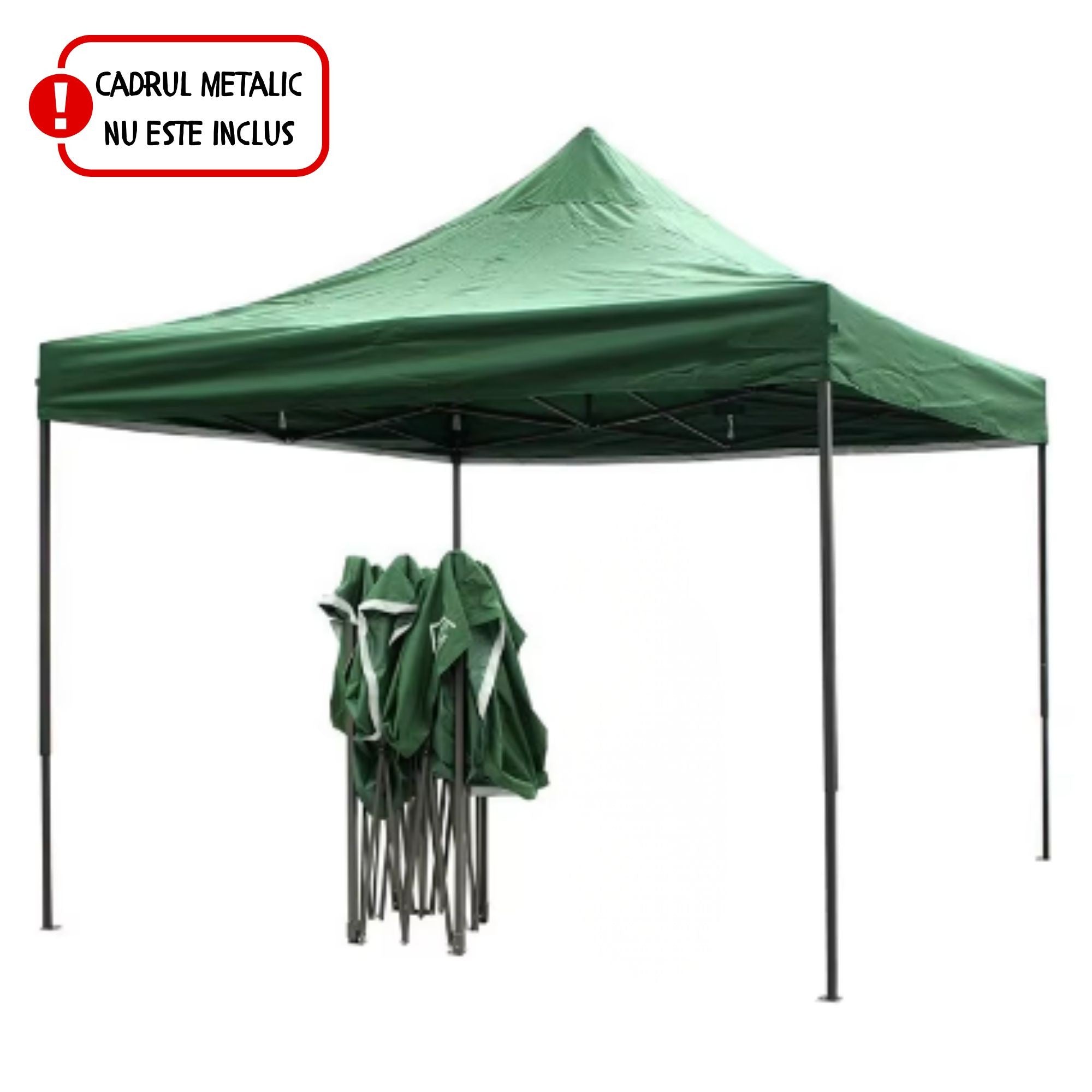 Copertina pentru Pavilion, Acoperis Cort, Pliabil, Copertina Rezistenta 420D, 280 g/m2, Protectie Ideala la Soare si Ploaie, 3 x 3 m, Verde