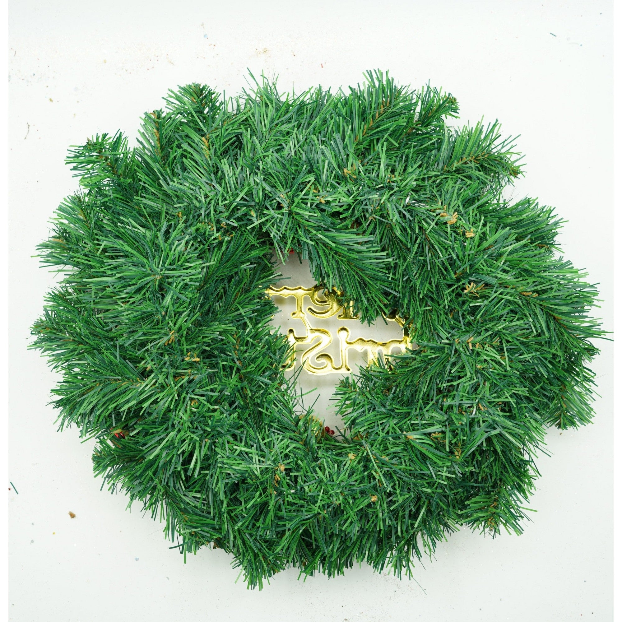 Coronita de Craciun pentru usa, Rosu-Auriu-Verde, 40 cm, PVC, Artificiala, Decorata, Interior/Exterior