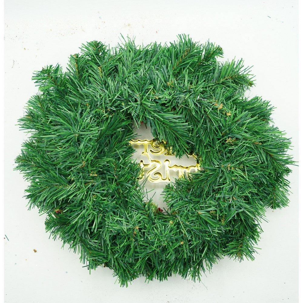 Coronita de Craciun pentru usa, Rosu-Auriu-Verde, 40 cm, PVC, Artificiala, Decorata, Interior/Exterior