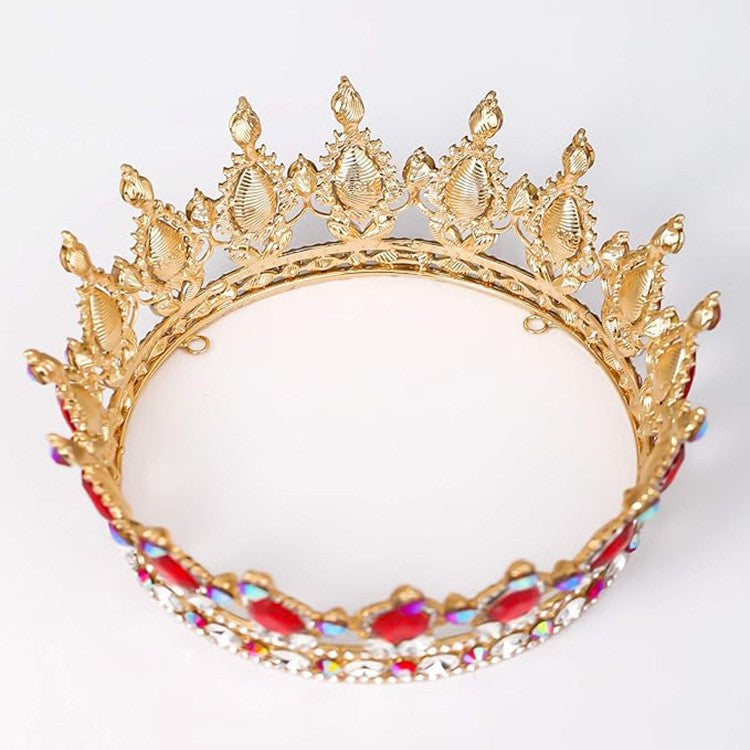 Diadema, din Aliaj, cu Cristale, Accesoriu Par, Aniversare, Nunta, Petrecere, 15 x 5.3 x 12.5 cm, Rosu/Alb