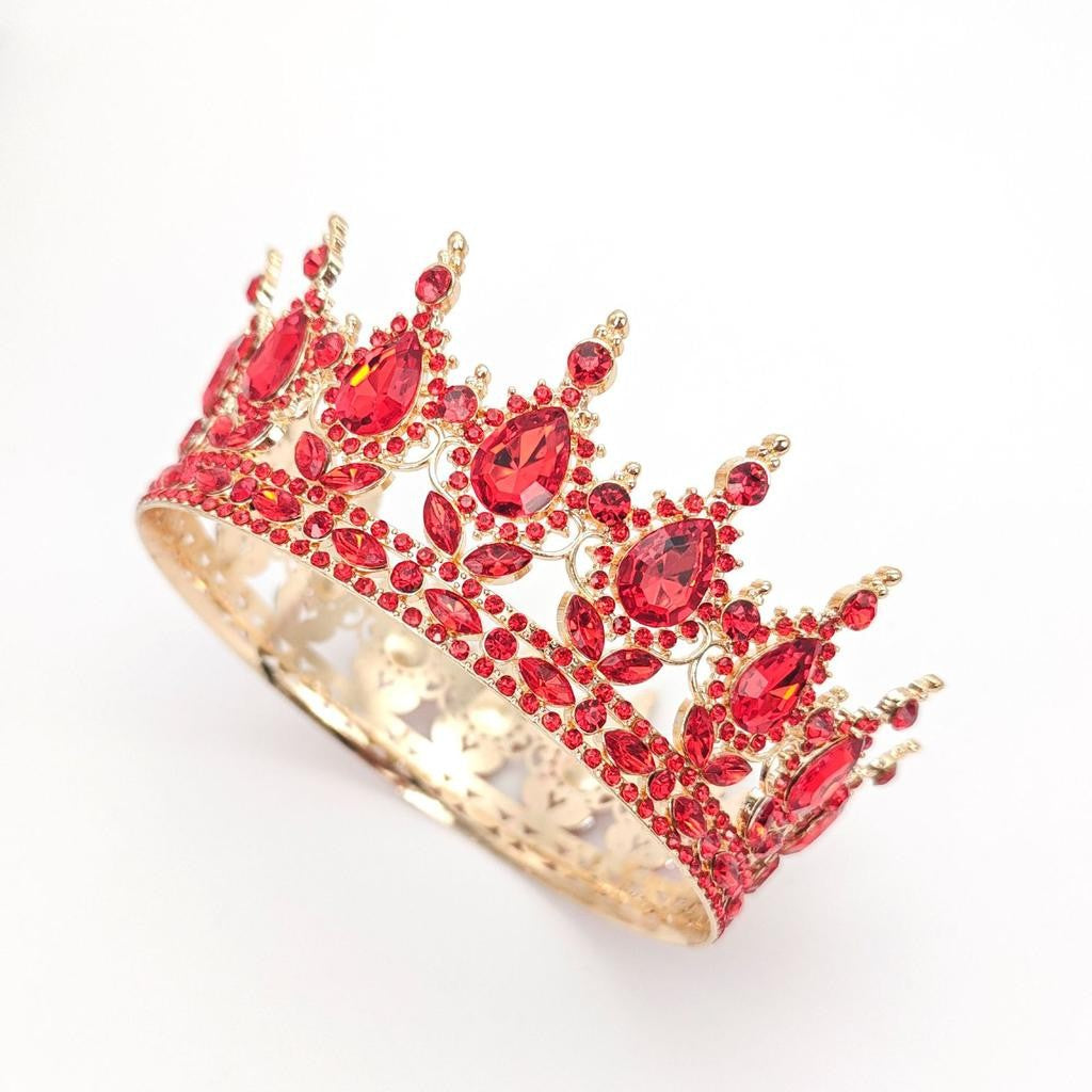 Diadema, din Aliaj, cu Cristale, Accesoriu Par, Aniversare, Nunta, Petrecere, 15.5 x 5.3 cm, Rosu