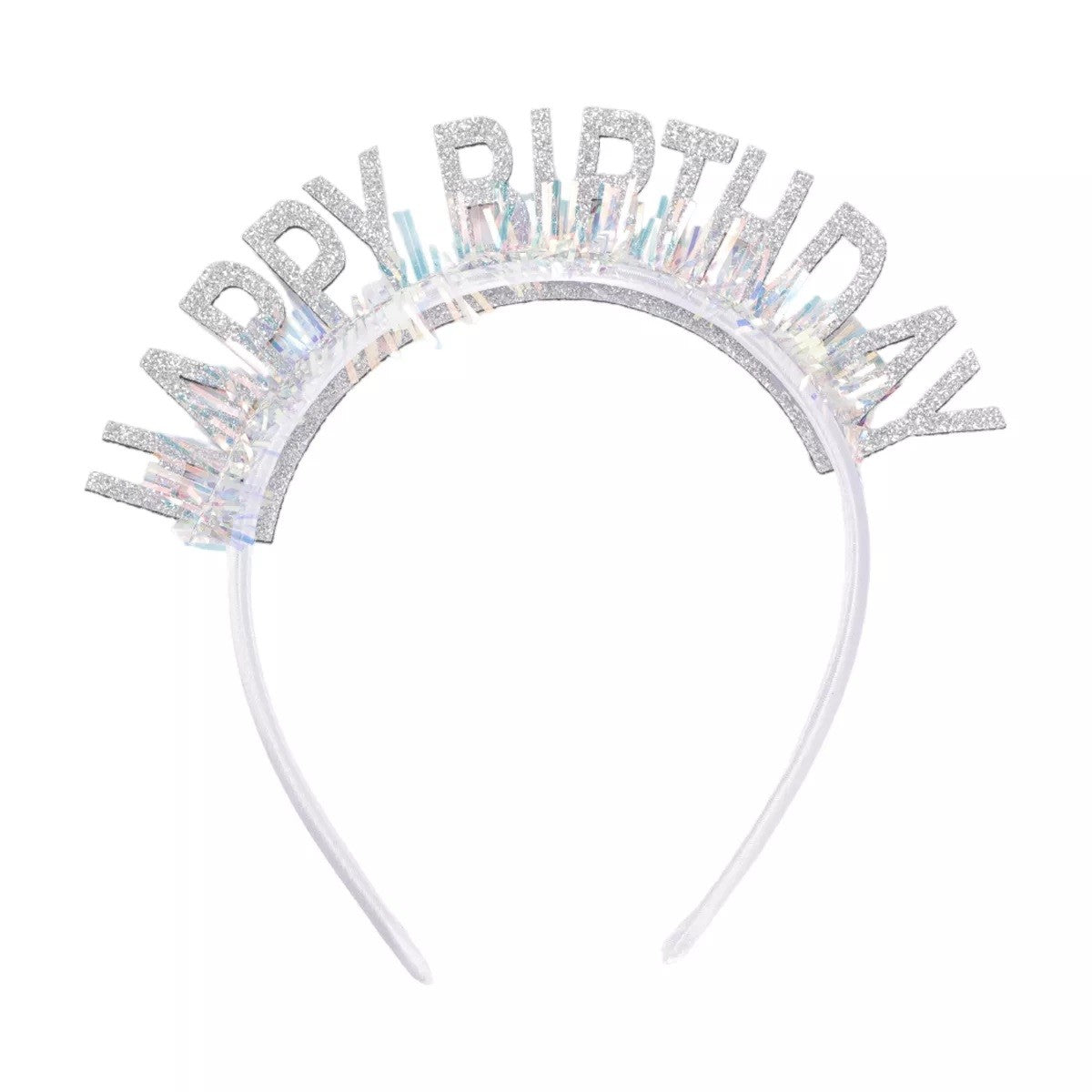 Coronita Decorativa pentru Petreceri, Tema Aniversare, Model Happy Birthday, Marime Universala, Argintiu