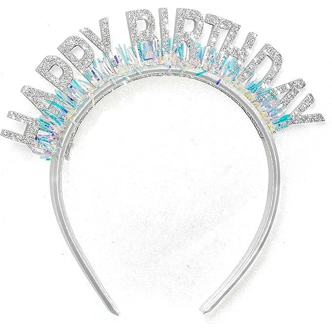 Coronita Decorativa pentru Petreceri, Tema Aniversare, Model Happy Birthday, Marime Universala, Argintiu