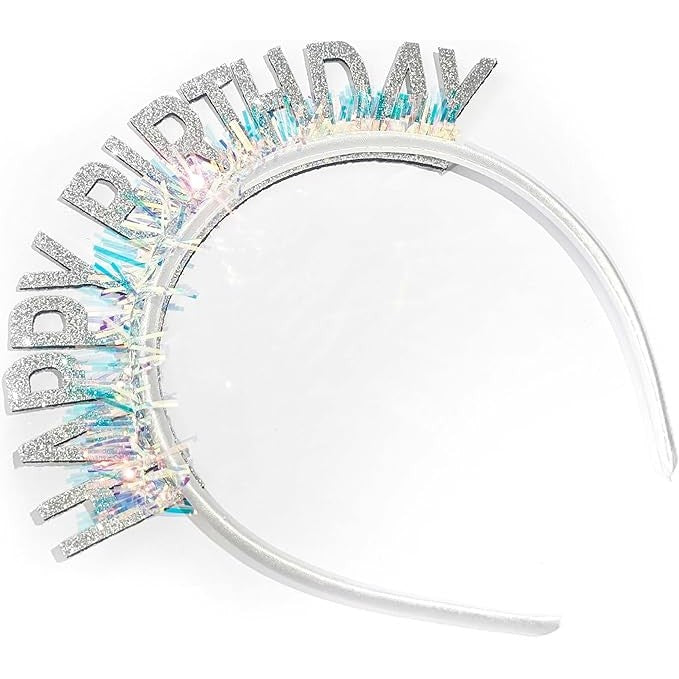 Coronita Decorativa pentru Petreceri, Tema Aniversare, Model Happy Birthday, Marime Universala, Argintiu