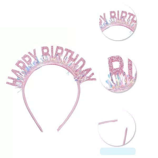 Coronita Decorativa pentru Petreceri, Tema Aniversare, Model Happy Birthday, Marime Universala, Rose