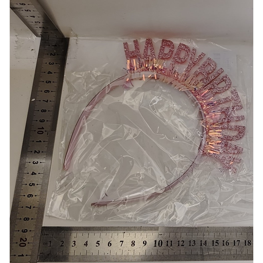 Coronita Decorativa pentru Petreceri, Tema Aniversare, Model Happy Birthday, Marime Universala, Rose