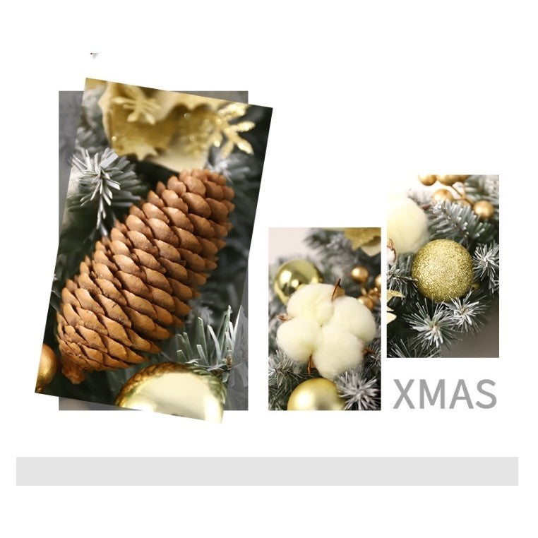 Coronita pentru Craciun, 50 cm, din brad artificial, decorata cu conuri, globulete, flori, Multicolor