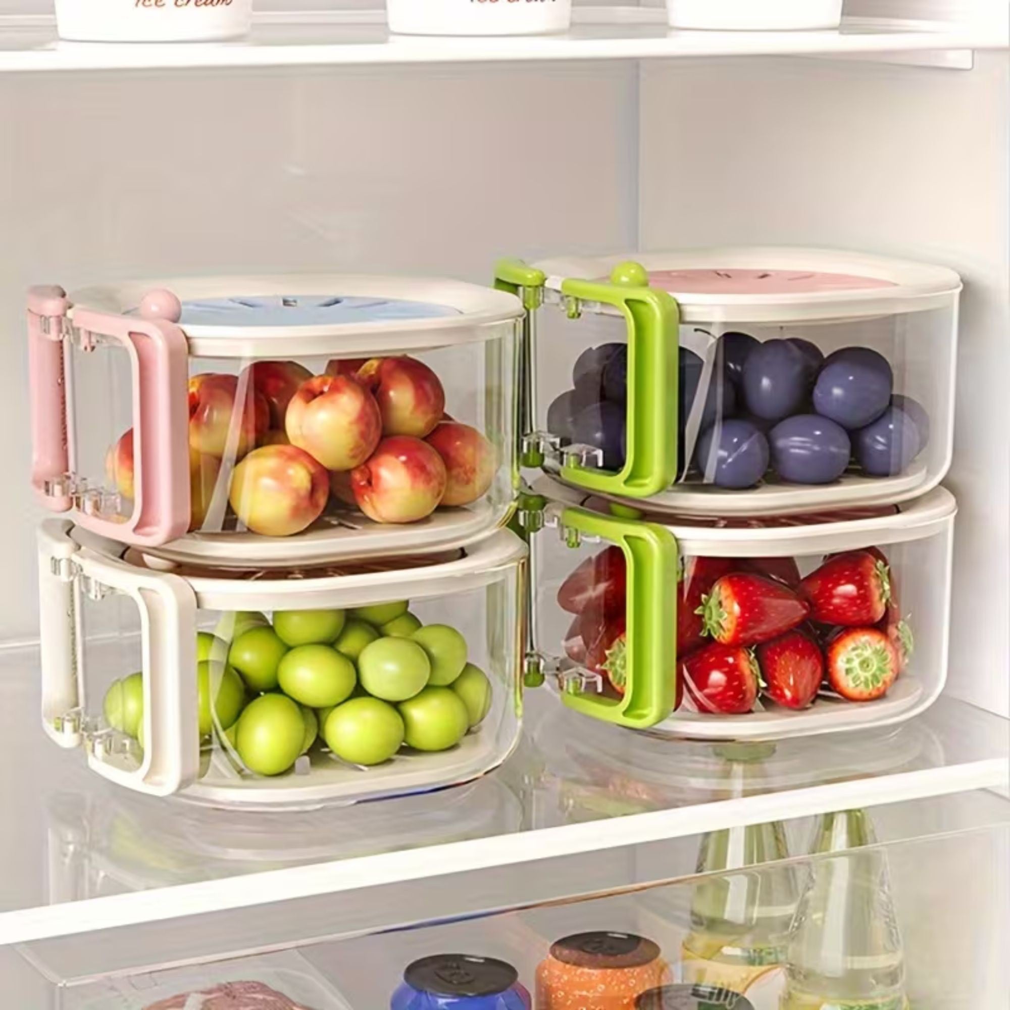 Cos de Scurgere pentru Fructe 2 in 1, din Plastic Durabil, Filtru Telescopic, Scurgator de Fructe si Legume, pentru Uz Casnic, 15 x 15 x 8.5 cm, Albastru/Bej