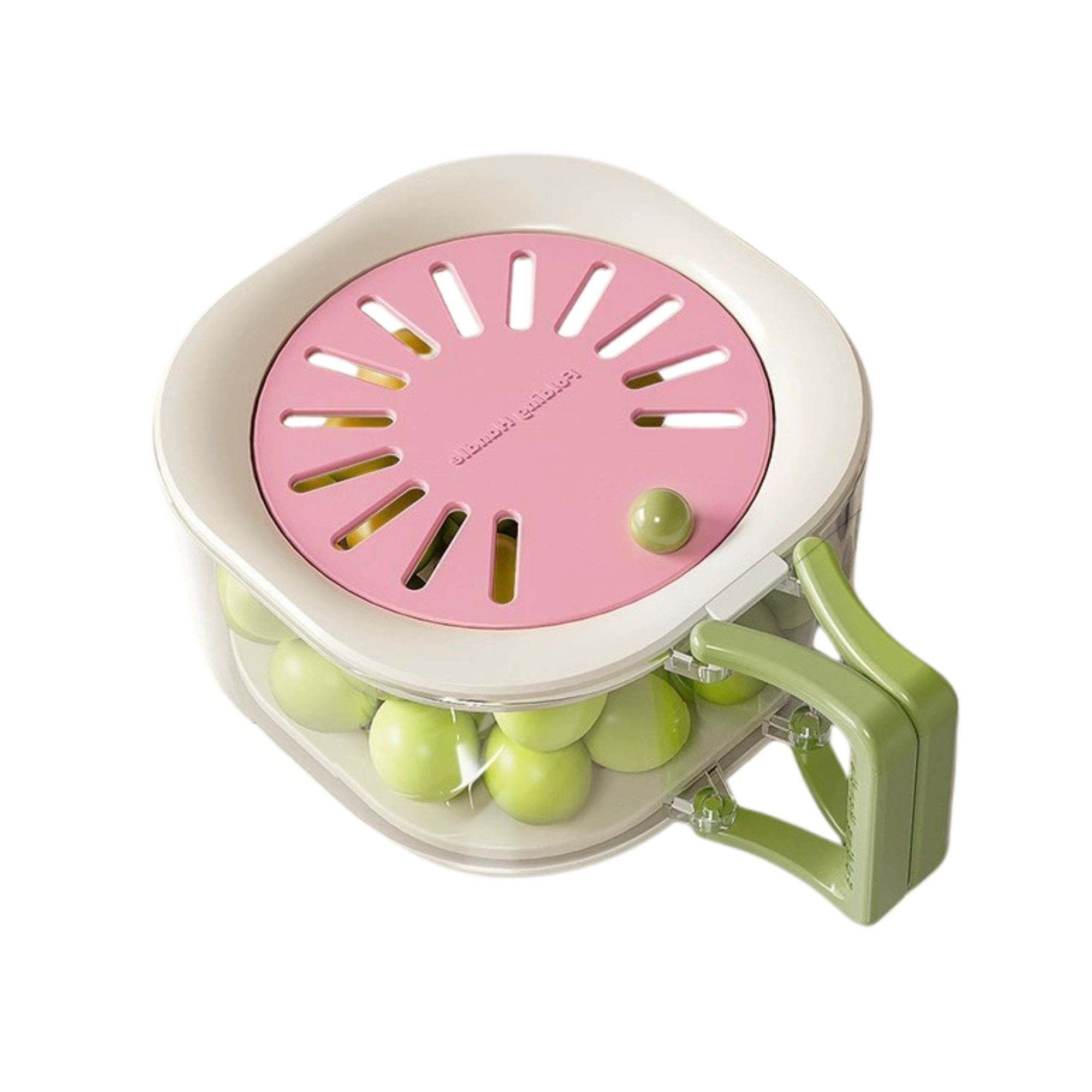 Cos de Scurgere pentru Fructe 2 in 1, din Plastic Durabil, Filtru Telescopic, Scurgator de Fructe si Legume, pentru Uz Casnic, 15 x 15 x 8.5 cm, Roz/Bej