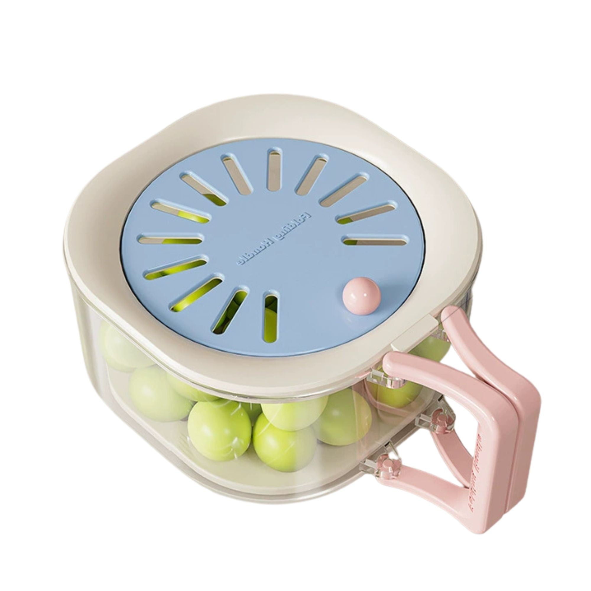 Cos de Scurgere pentru Fructe 2 in 1, din Plastic Durabil, Filtru Telescopic, Scurgator de Fructe si Legume, pentru Uz Casnic, 15 x 15 x 8.5 cm, Albastru/Bej