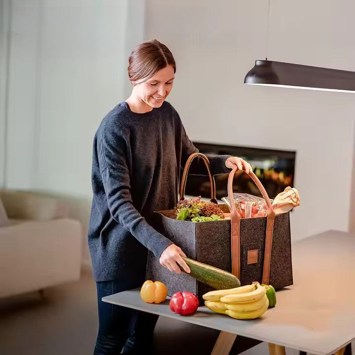 Cos Multifunctional pentru Rufe, Cos Depozitare, Gri Inchis, 50x34x32, Geanta Durabila pentru Lemne si Accesorii