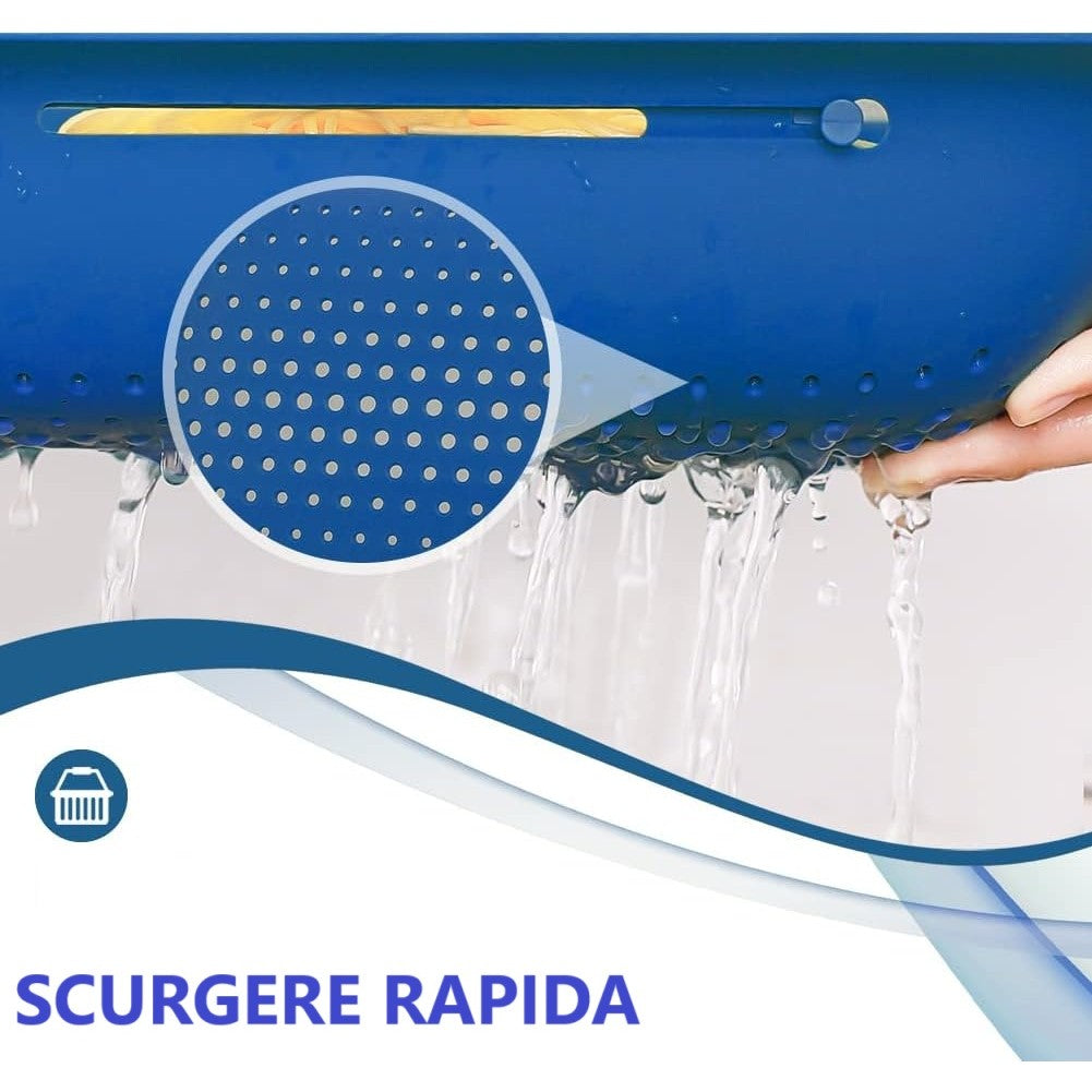 Cos pentru Scurgere Chiuveta de Bucatarie, Plastic, Telescopic, 36x20x5 cm, Albastru