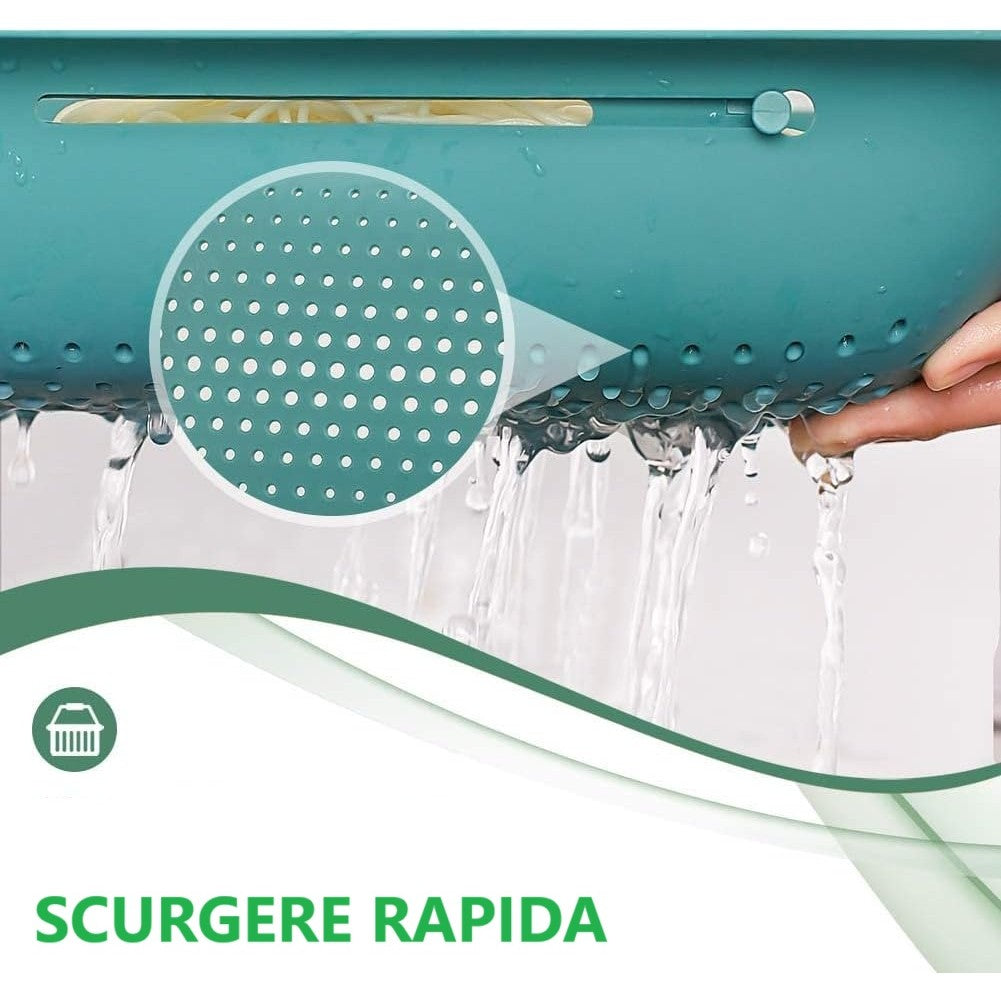 Cos pentru Scurgere Chiuveta de Bucatarie, Plastic, Telescopic, 36x20x5 cm, Verde