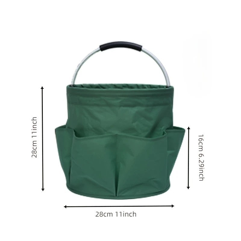 Geanta Cos pentru Scule de 17L, Buzunare Exterioare, Cos de Picnic Portabil, Cos pentru Plaja, Cos pentru Curatenie, din Material Oxford 600 D, 28 x 28 x 28 cm, Verde