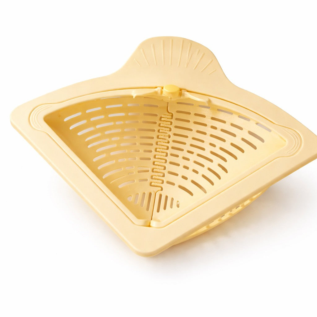 Cos Scurgere Chiuveta, Strecuratoare Triunghiulara pentru Bucatarie, Suport Depozitare, Cos Perforat, Clatire cu Jet de Apa, 23 x 9.5x 6 cm, Crem
