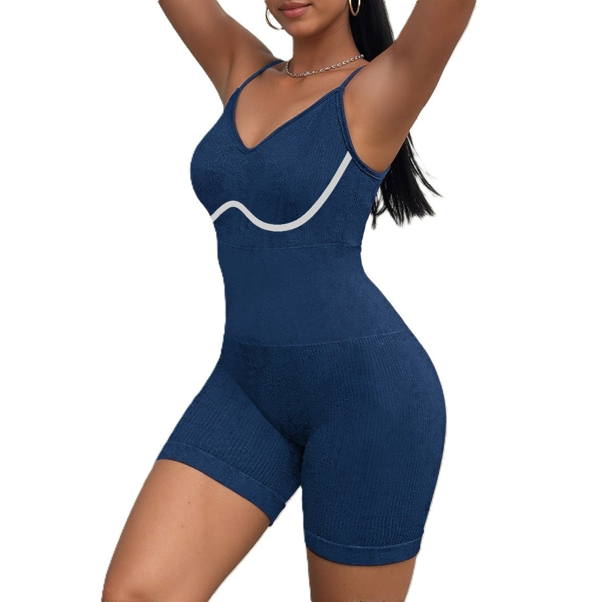 Costum de Fitness/Yoga, Flippy, One Piece, pentru Femei, Material Elastic, Spandex, Albastru, Marime M