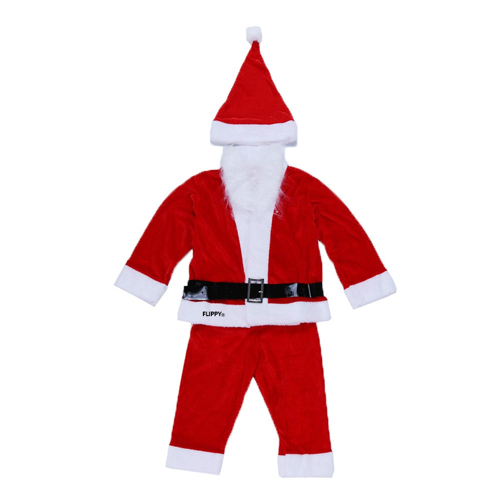 Costum Mos Craciun ® Baiat, 1-3 ani, 5 piese, aproximativ 63 cm, Catifea