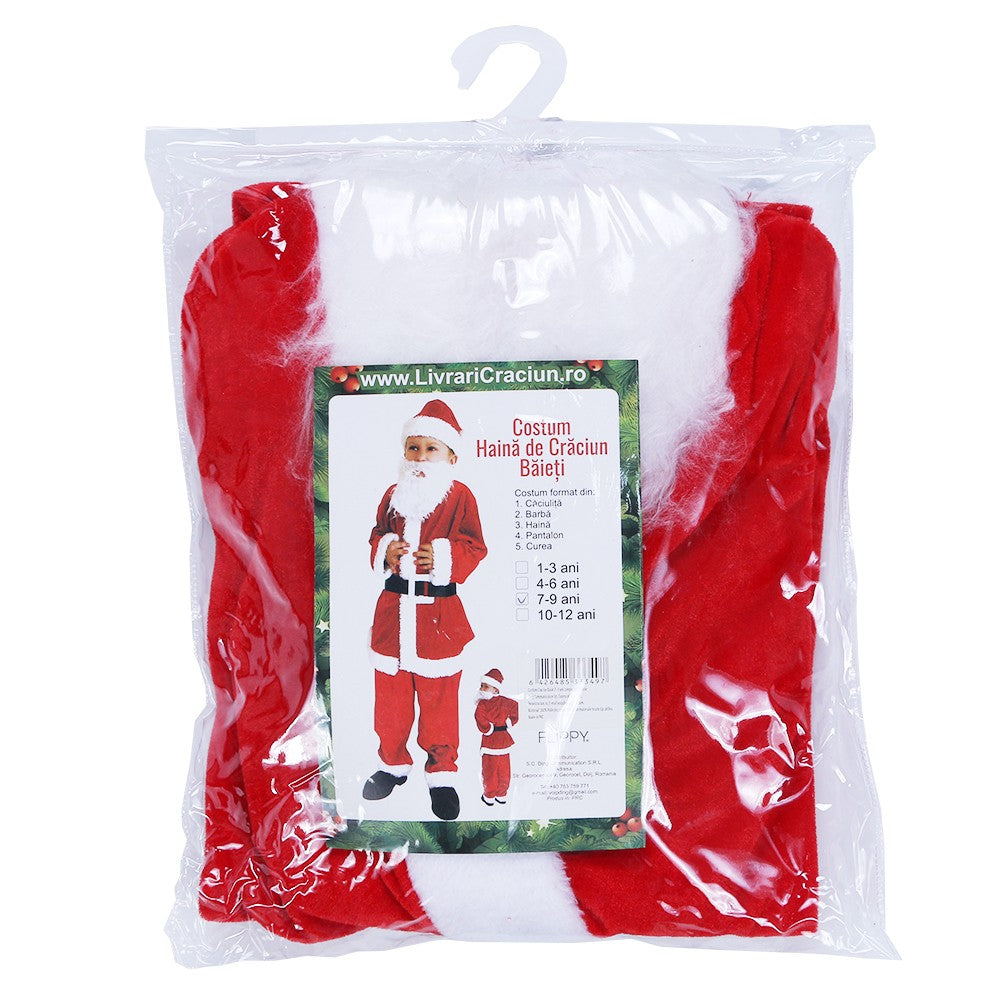 Costum Mos Craciun ® Baiat, 7-9 ani, 5 piese, Catifea