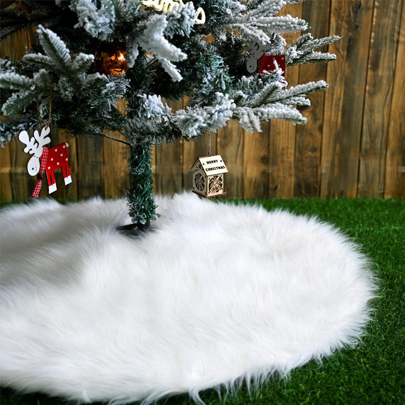 Covor pentru bradul de Craciun White Haipai, diametru 78 cm, blana grosime 7 cm, alb